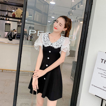 Rochie elegantă de damă, neagră, cu decolteu O