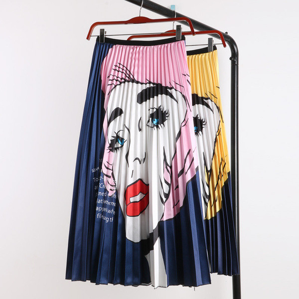 Fusta de dama plisata in doua culori cu talie inalta