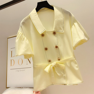 Cămașă de damă cu nasturi și mâneci scurte în patru culori