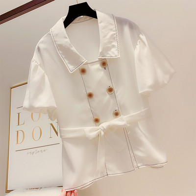 Cămașă de damă cu nasturi și mâneci scurte în patru culori