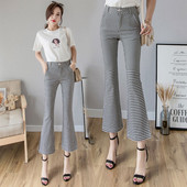 Pantaloni moderni de dama in carouri cu talie inalta