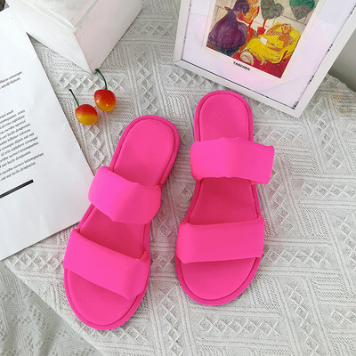 Дамски ежедневни чехли с равна подметка в три цвята