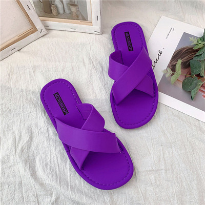 Дамски ежедневни чехли с равна подметка в три цвята