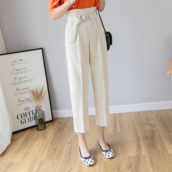 Pantaloni de dama moderni - model larg cu talie inalta