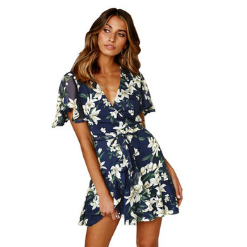 Rochie moderna de dama cu model floral in trei culori