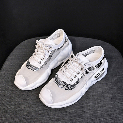 Μοντέρνα γυναικεία πάνινα παπούτσια με κορδόνια  και πούλιες σε διάφορα χρώματα