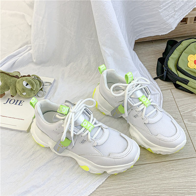 Μοντέρνα γυναικεία πάνινα παπούτσιασε δύο χρώματα με κορδόνια και λουράκια βελκρό