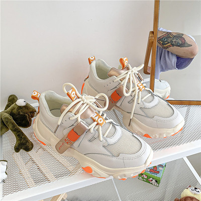 Μοντέρνα γυναικεία πάνινα παπούτσιασε δύο χρώματα με κορδόνια και λουράκια βελκρό