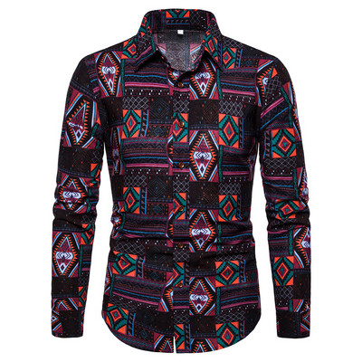 Cămașă casual bărbătească cu mâneci lungi și guler clasic