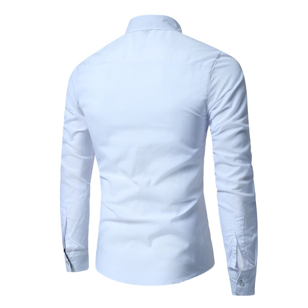 Cămașă modernă pentru bărbați cu buzunar și guler clasic în alb