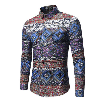 Cămașă elegantă pentru bărbați cu mânecă lungă și guler clasic în două culori