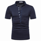 Tricou casual barbatesc cu maneci scurte si nasturi in mai multe culori