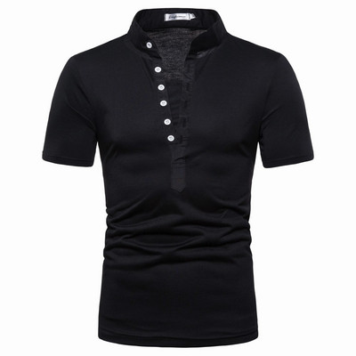 Tricou casual barbatesc cu maneci scurte si nasturi in mai multe culori