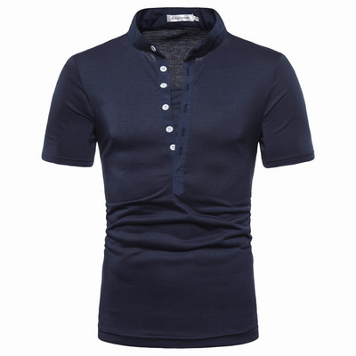 Tricou casual barbatesc cu maneci scurte si nasturi in mai multe culori