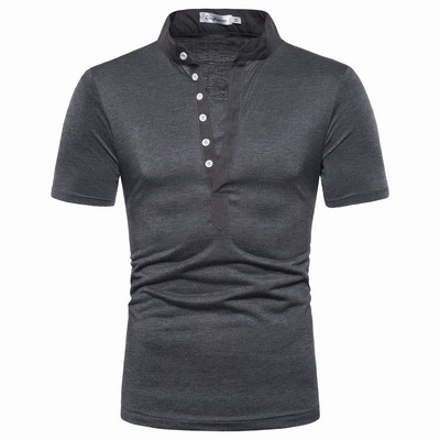 Tricou casual barbatesc cu maneci scurte si nasturi in mai multe culori