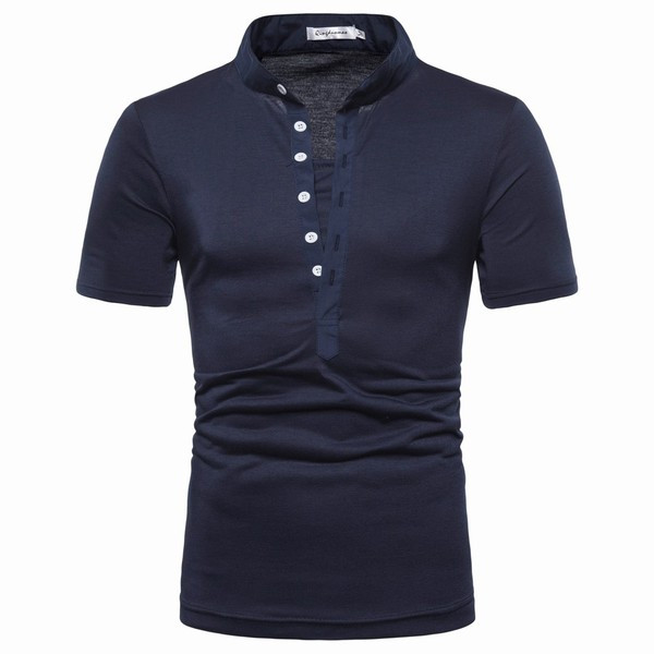 Tricou casual barbatesc cu maneci scurte si nasturi in mai multe culori