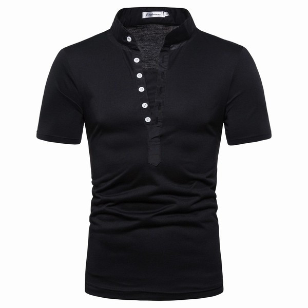 Tricou casual barbatesc cu maneci scurte si nasturi in mai multe culori