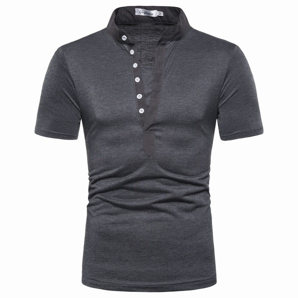 Tricou casual barbatesc cu maneci scurte si nasturi in mai multe culori