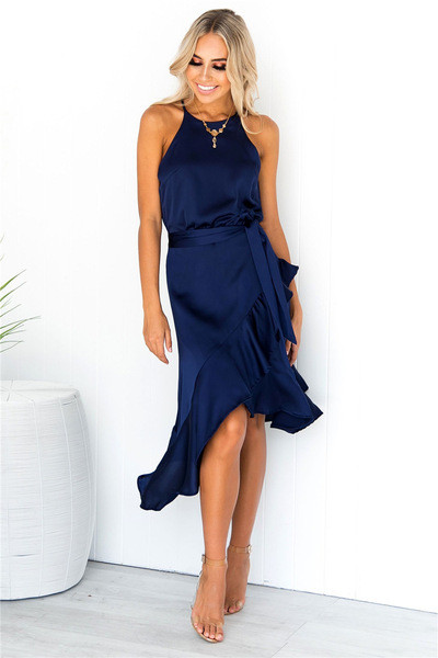 Rochie de dama asimetrica in trei culori