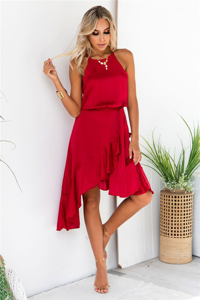 Rochie de dama asimetrica in trei culori