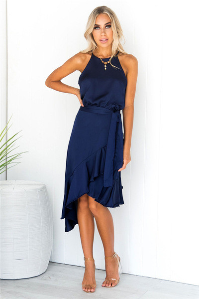 Rochie de dama asimetrica in trei culori