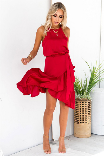 Rochie de dama asimetrica in trei culori