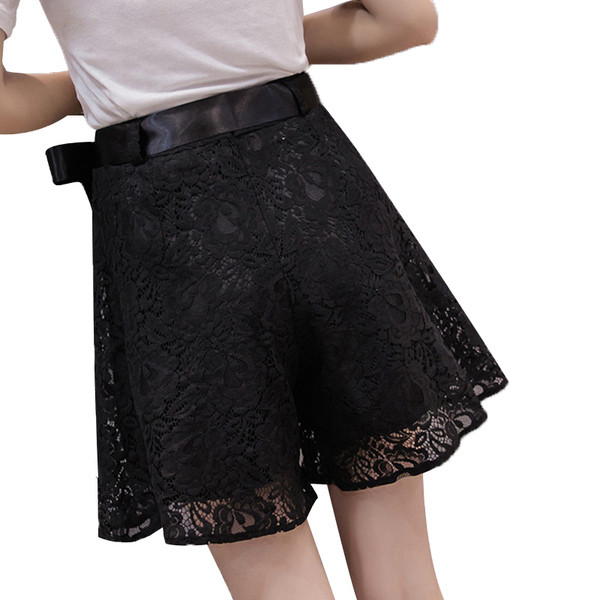 Pantaloni eleganti de dama din dantela - model larg cu talie inalta