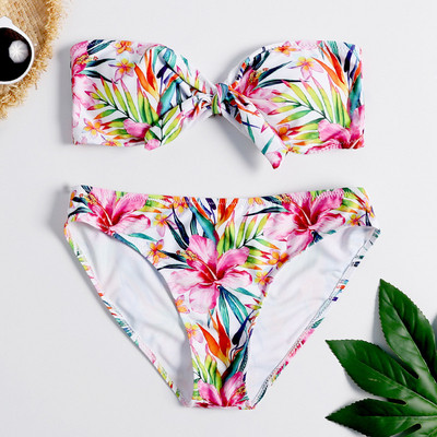 Costum de baie din două piese de damă modern cu model floral