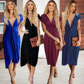 Rochie de dama cu decolteu in V si maneci scurte