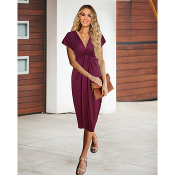 Rochie de dama cu decolteu in V si maneci scurte