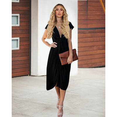 Rochie de dama cu decolteu in V si maneci scurte