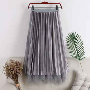 Fusta de dama plisata in mai multe culori cu tul