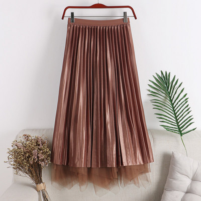 Fusta de dama plisata in mai multe culori cu tul