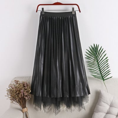 Fusta de dama plisata in mai multe culori cu tul