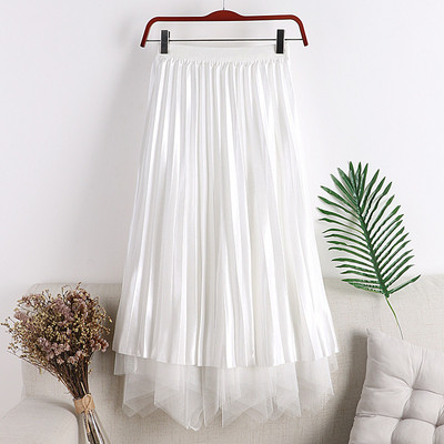 Fusta de dama plisata in mai multe culori cu tul