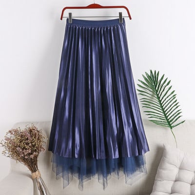 Fusta de dama plisata in mai multe culori cu tul