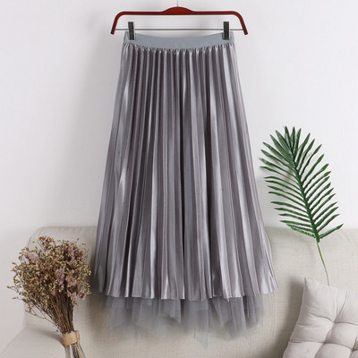 Fusta de dama plisata in mai multe culori cu tul