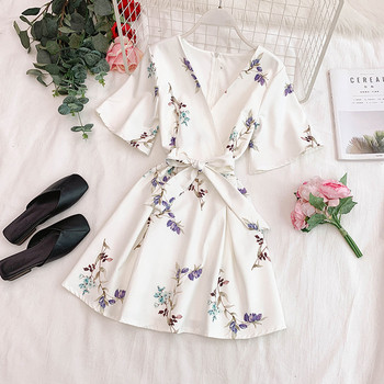 Rochie moderna de dama cu model floral in mai multe culori