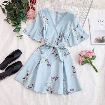 Rochie moderna de dama cu model floral in mai multe culori