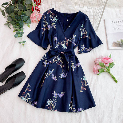Rochie moderna de dama cu model floral in mai multe culori