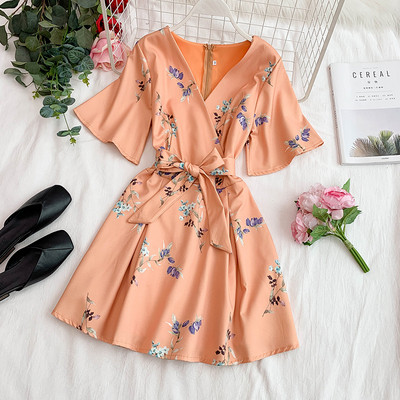 Rochie moderna de dama cu model floral in mai multe culori