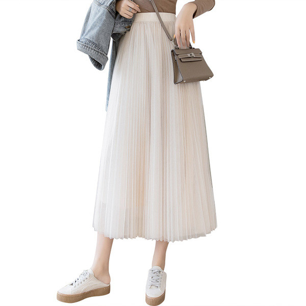 Fusta lunga de dama cu talie inalta si tul in diferite culori