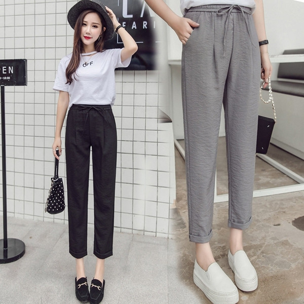 Pantaloni casual dama in trei culori cu talie elastica