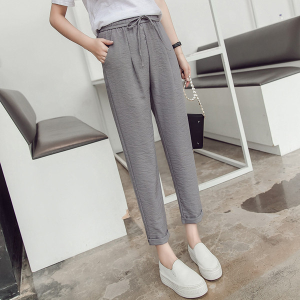 Pantaloni casual dama in trei culori cu talie elastica