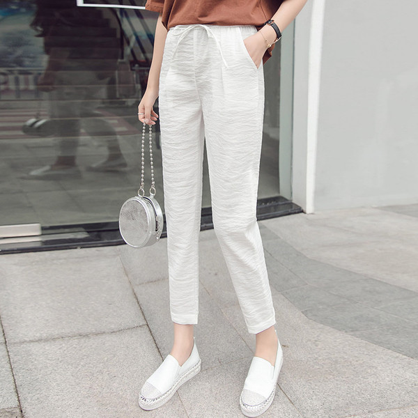 Pantaloni casual dama in trei culori cu talie elastica