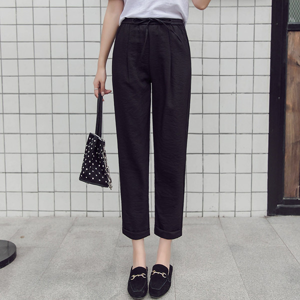 Pantaloni casual dama in trei culori cu talie elastica