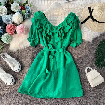 Rochie moderna de dama cu maneci scurte in mai multe culori diferite