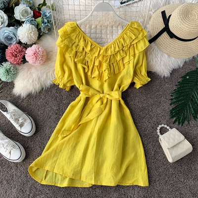 Rochie moderna de dama cu maneci scurte in mai multe culori diferite