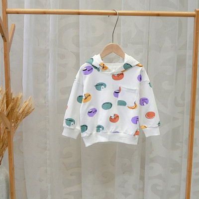 Bluza sport pentru copii cu gluga pentru baieti in alb si albastru