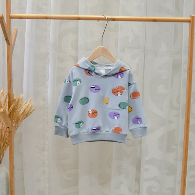 Bluza sport pentru copii cu gluga pentru baieti in alb si albastru